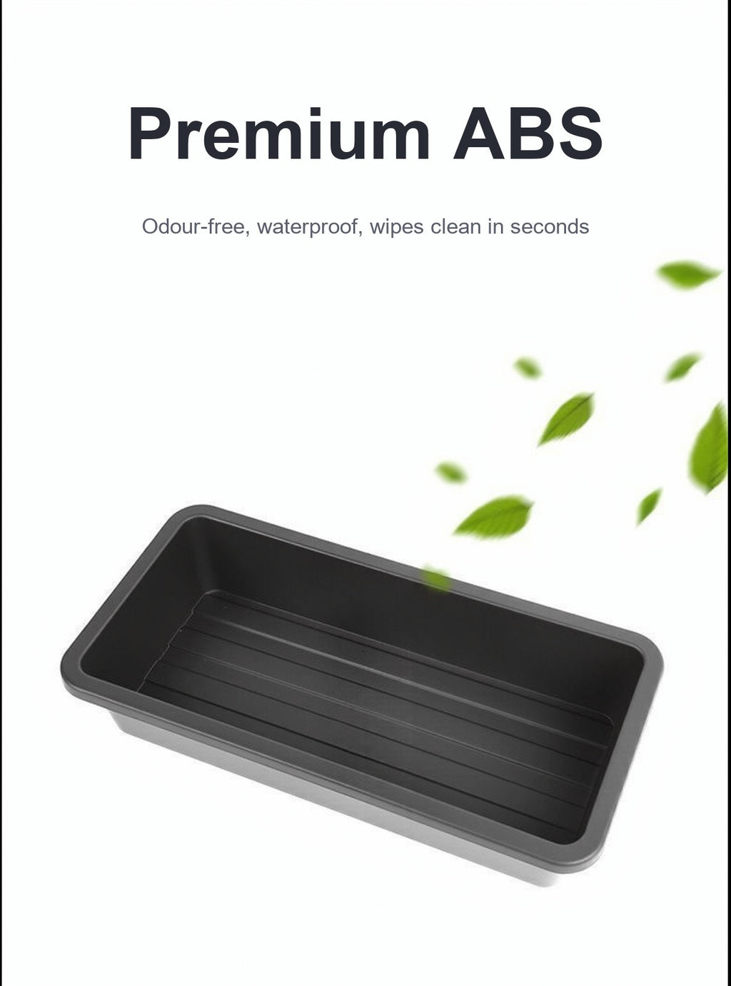 Odour-free ABS under-seat tray with a waterproof moulded body