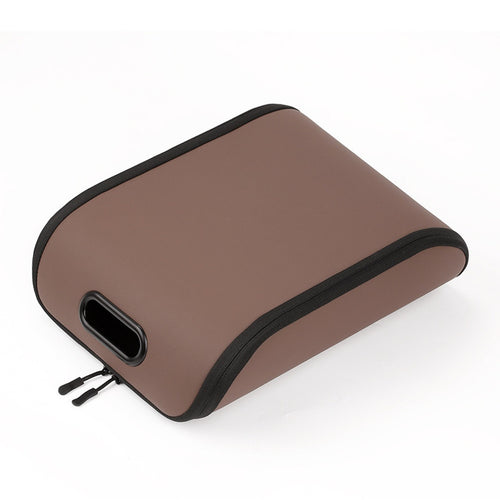 Brown PVC leather car shoe box on a plain white background