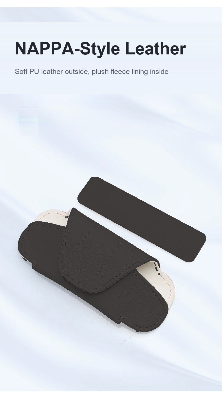 NAPPA-style PU leather glasses case with a soft fleece lining