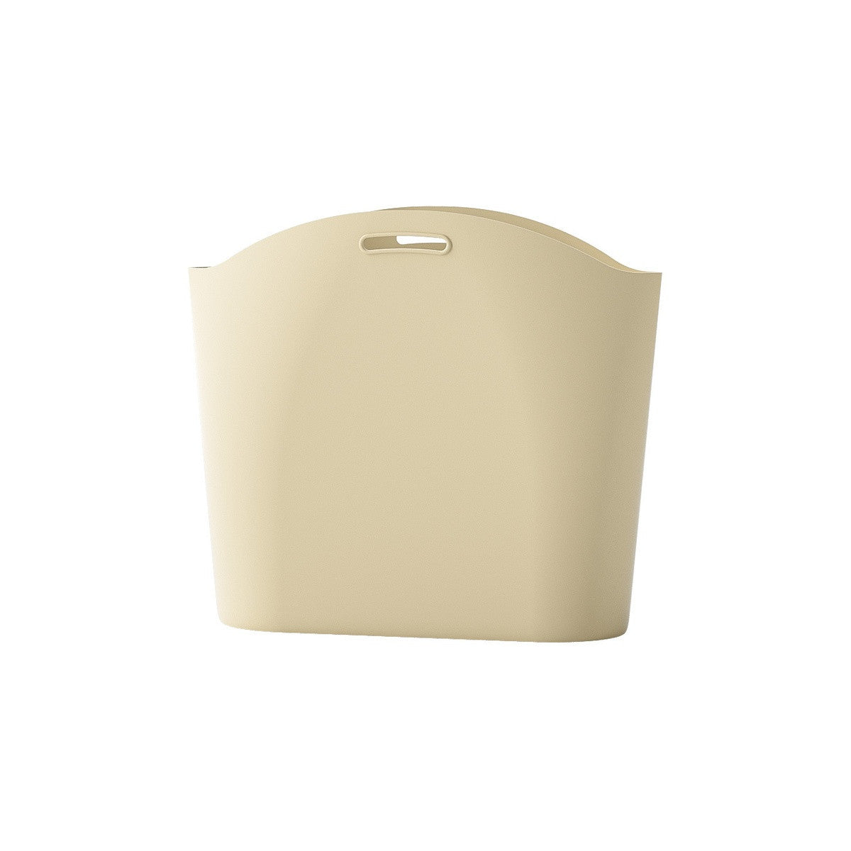 Beige silicone hanging car trash bag on a white background