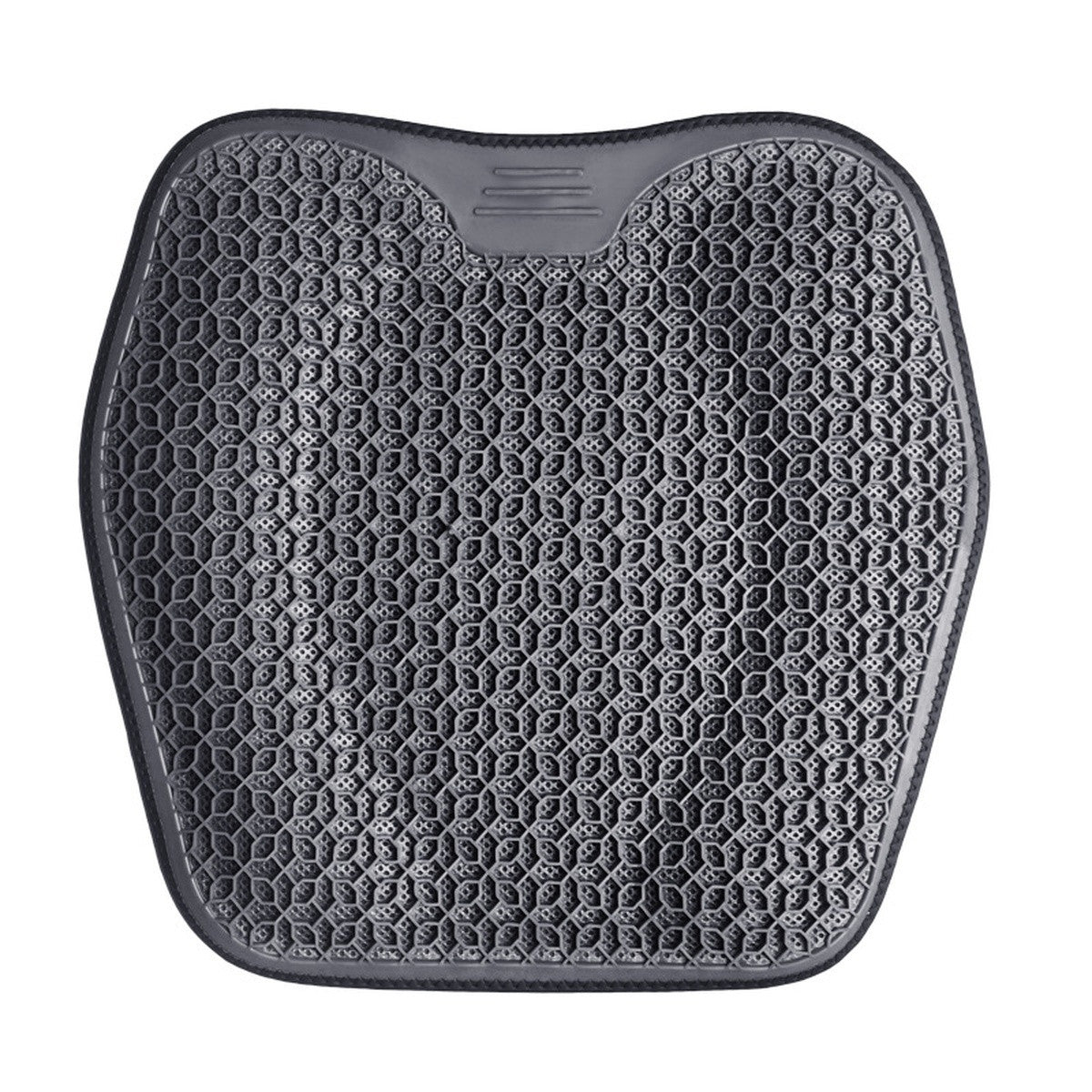 Hexagon honeycomb gel seat cushion, black, on a white background