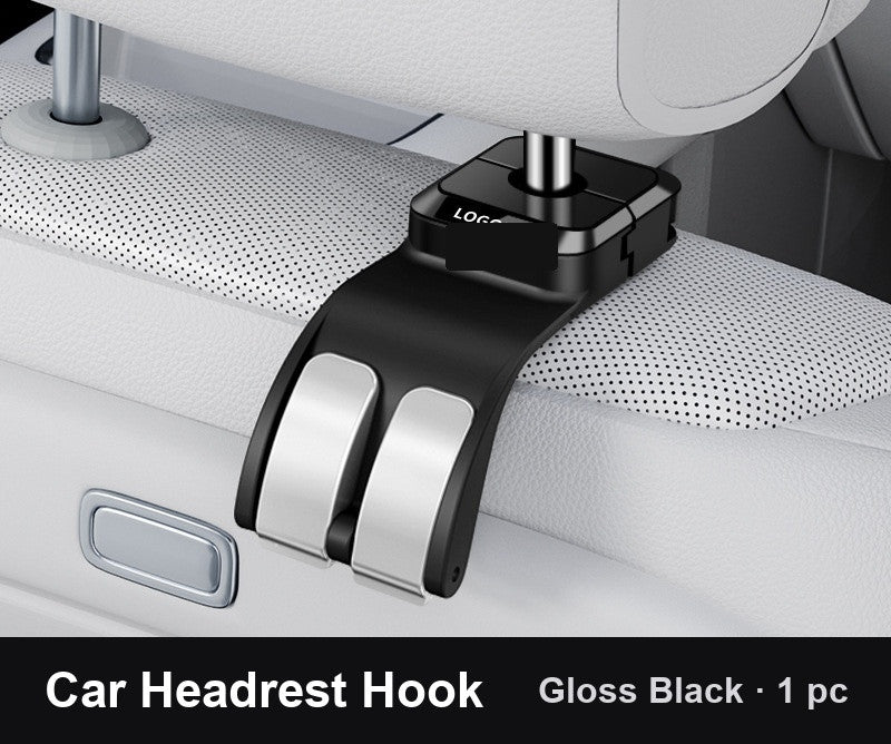 Gloss black car headrest hook single pack