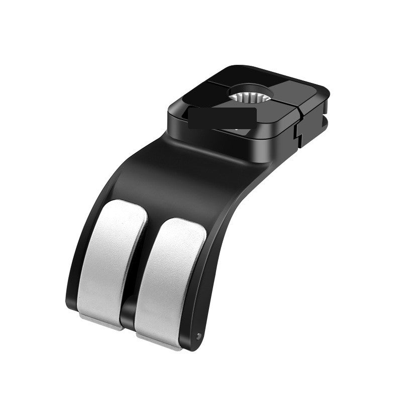 Gloss black car headrest hook on white background