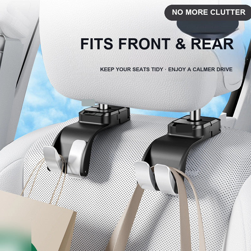 Car headrest hook fits both front and rear seats