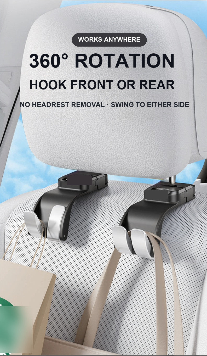 Car headrest hook 360 degree rotation